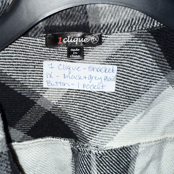 🖤1 Clique Black and Grey Plaid Shacket - Size 1X 🖤 - Picture 2 of 11